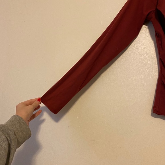 Lulus brick red ruffle long sleeve bodysuit - Picture 6 of 7